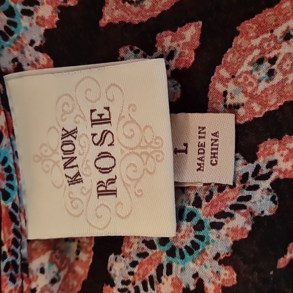 KNOX ROSE L, lovely Boho top emblished front Lightweight, NWOT, see-through rose - Picture 5 of 5